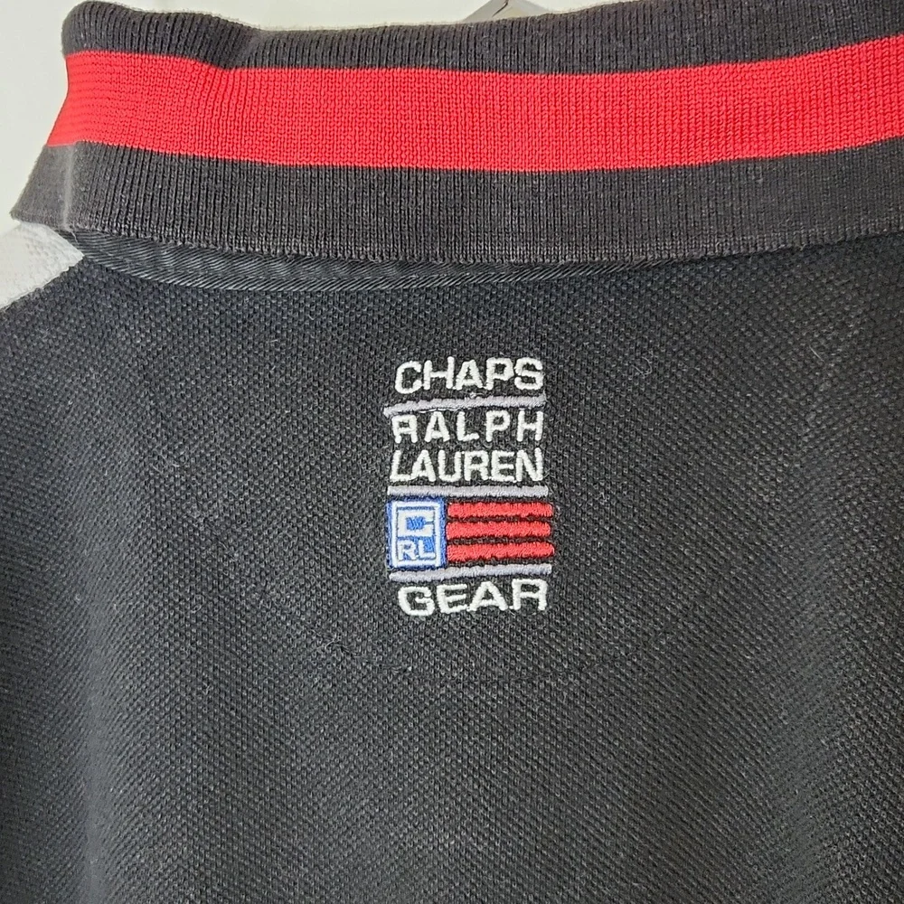 Men's vintage Chaps Ralph Lauren Polo Shirt longsleeve pique colorblock size M